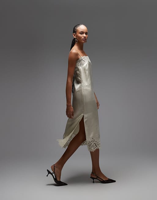 beige lace dress Aphrodite Midi Vintage Cream garden parties Women's Dresses Mesh Lantern Sleeve