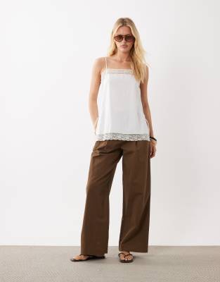 Arket Lace Trim Cami Top With Side Tie Detail In White