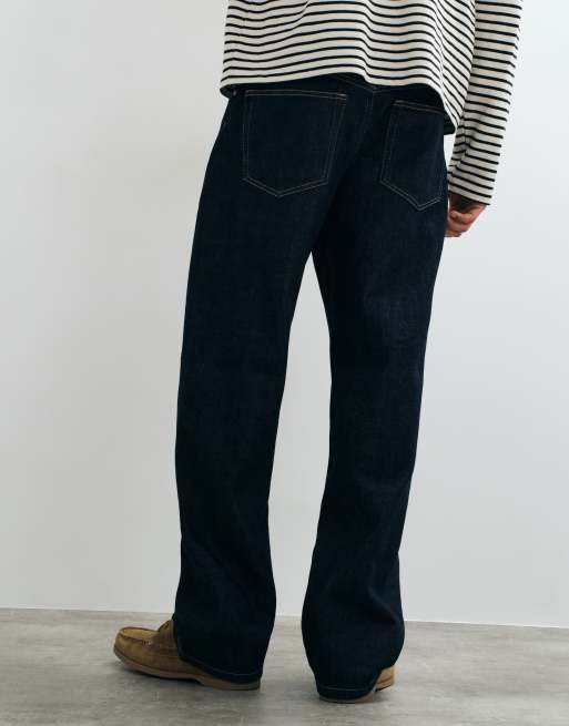 ARKET lågt skurna baggy jeans med vida ben i mörkblått, 2 av 5