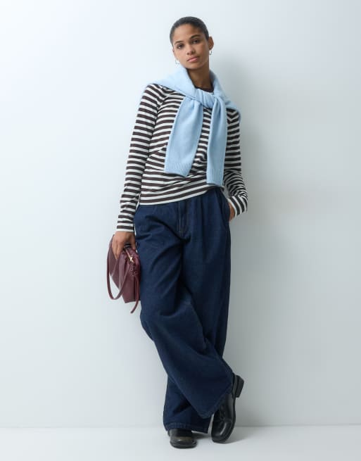 ARKET Langarm-T-Shirt mit dunkelbraunem Streifenmuster, 2 von 4