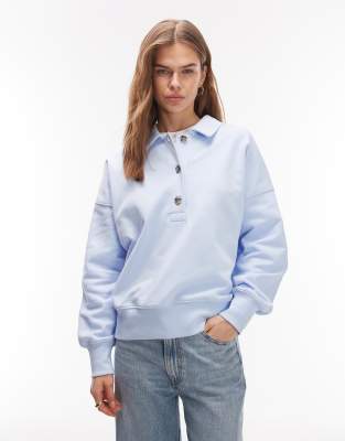 ARKET - Langärmliges Rugby-Sweatshirt aus reiner Baumwolle in verwaschenem Blau mit Polokragen