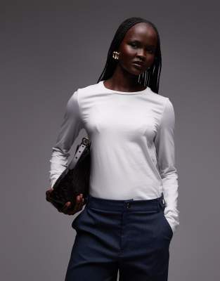 ARKET - Langärmliges, schmal geschnittenes Oberteil in Weiß mit Stretchanteil