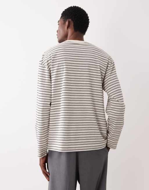 ARKET – Langärmliges Shirt in Wollweiß mit Streifen, 3 von 5