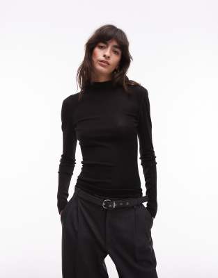 ARKET - Langärmliges Strickoberteil aus Merinowolle in Schwarz mit Kapuze