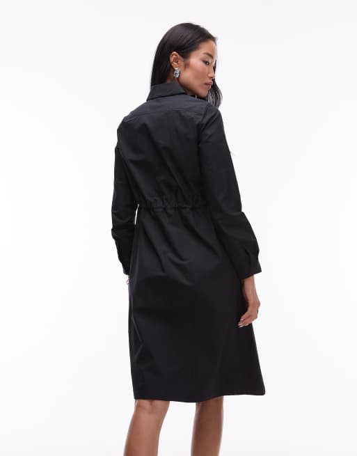 ARKET – Langärmliges, tailliertes Mini-Hemdkleid mit hohem Baumwollanteil in Schwarz, 2 von 4
