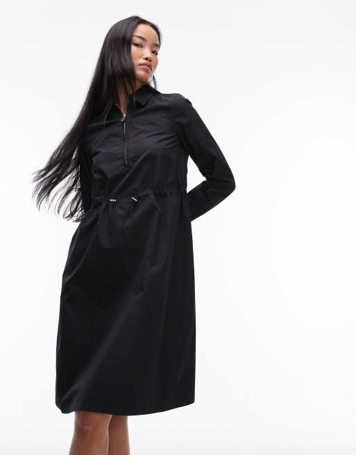 ARKET – Langärmliges, tailliertes Mini-Hemdkleid mit hohem Baumwollanteil in Schwarz, 4 von 4