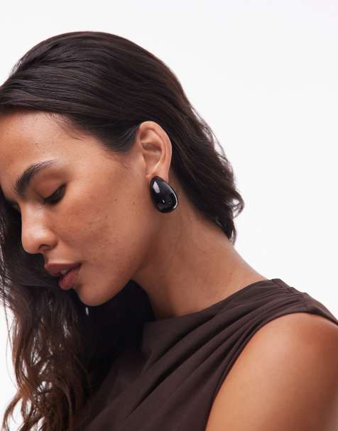 ARKET large teardrop earrings in black - view 1