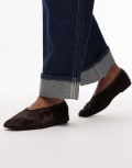 [Arket] ARKET real leather cow hair oval shape ballerina ballet pumps in dark brown 39 Dark brown
