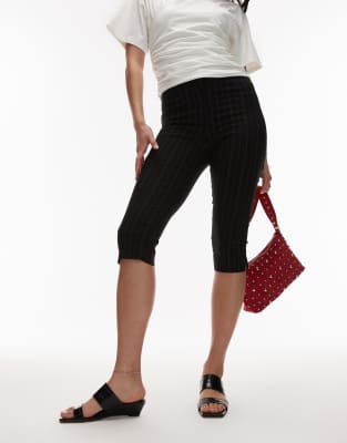 Arket Leather Croc Wedge Sandals In Black