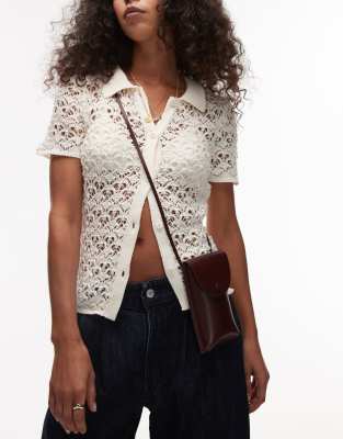 Arket Leather Cross Body Phone Case In Red
