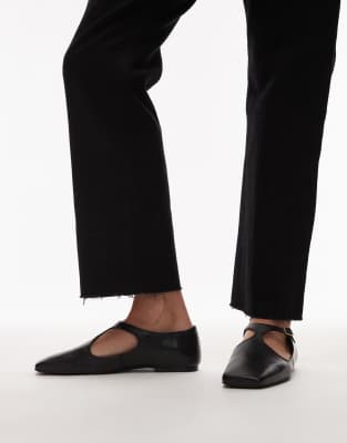 ARKET leather t-bar ballet flats in black