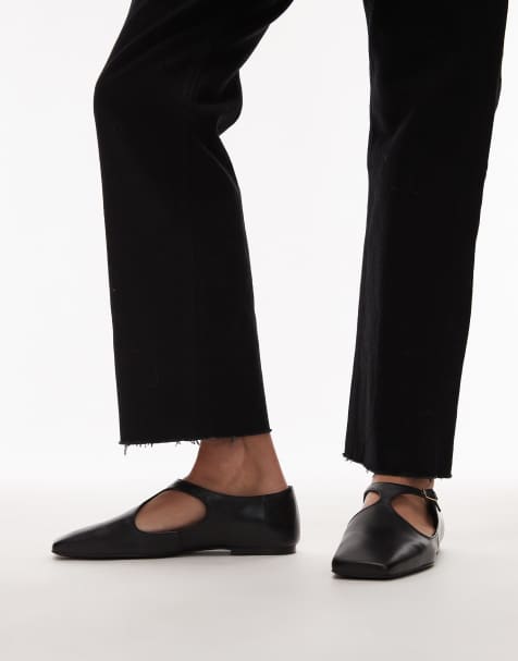 ARKET – Leder-Ballerinas in Schwarz mit T-Steg - view 1