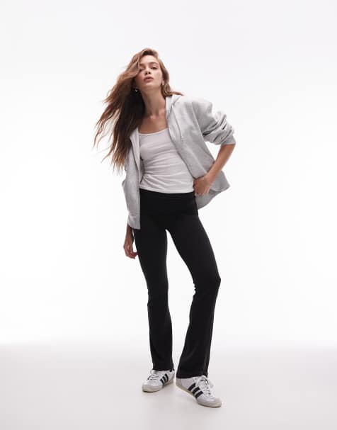 ARKET - Legging skinny évasé en stretch ultra doux à ceinture large - Noir - view 1