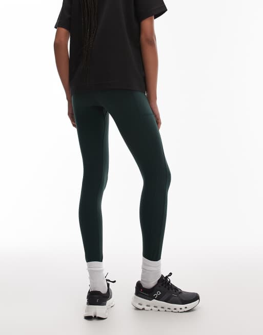 ARKET - Leggings da palestra senza cuciture verde scuro con tasche laterali, 4 di 5