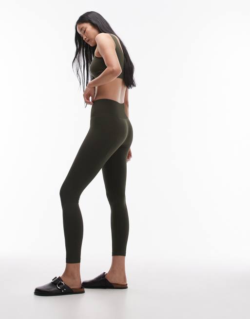 ARKET - Leggings sportivi super morbidi color kaki senza cuciture
