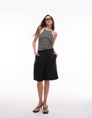 ARKET - Leinen-Bermudashorts in Schwarz mit elegantem Bund