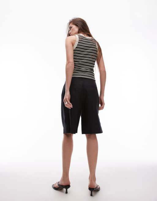 ARKET – Leinen-Bermudashorts in Schwarz mit elegantem Bund, 4 von 5