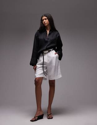 ARKET - Leinen-Bermudashorts in Weiß mit elegantem Bund
