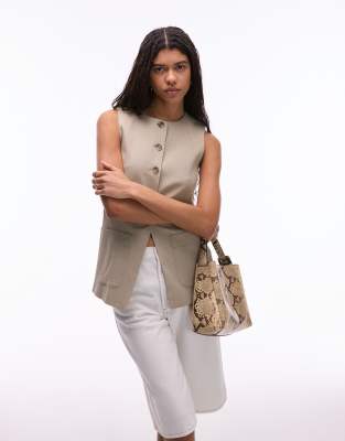 ARKET - Leinen-Weste in Beige mit aufgesetzten Taschen-Braun