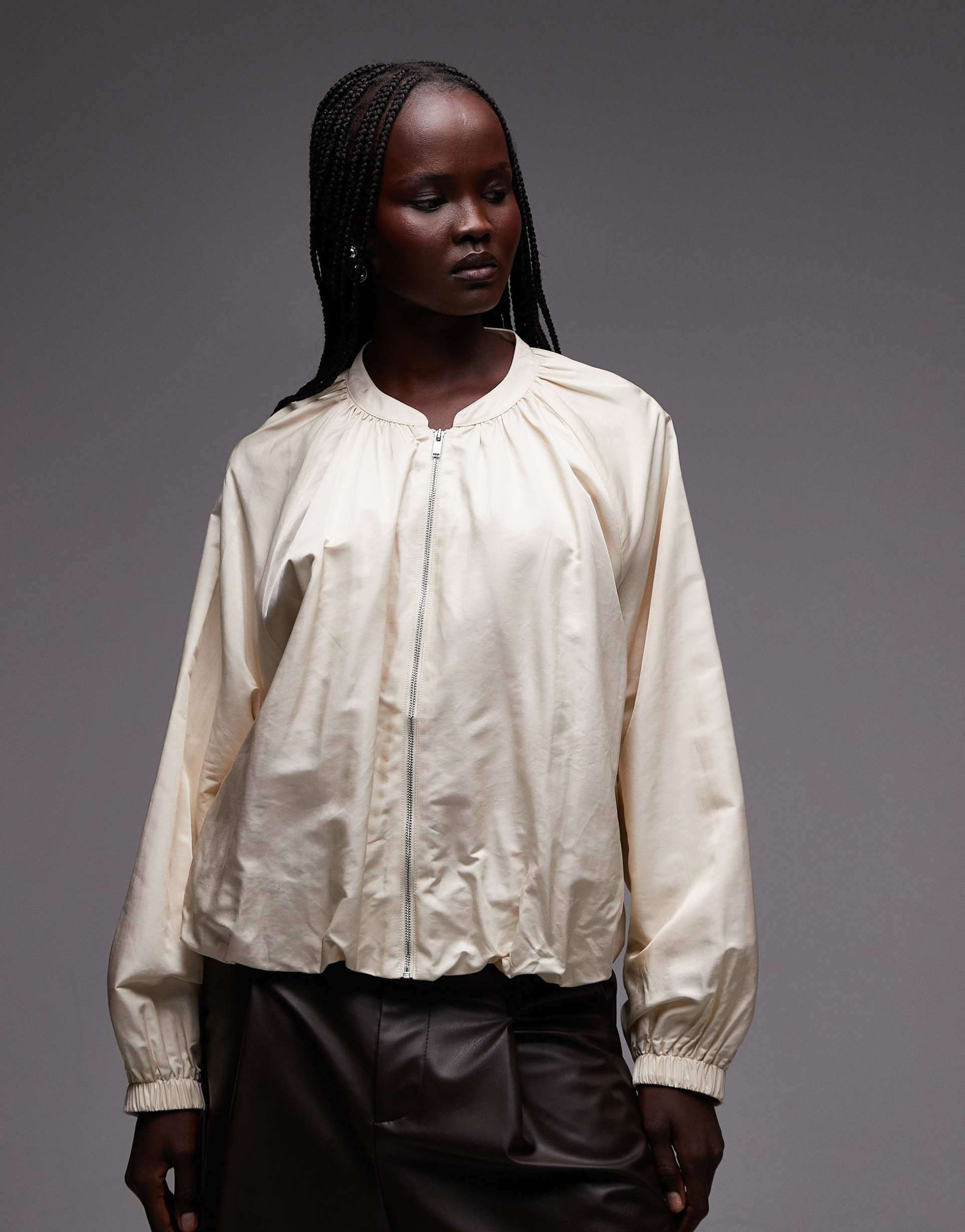 arket lightweight bomber jacket in beige