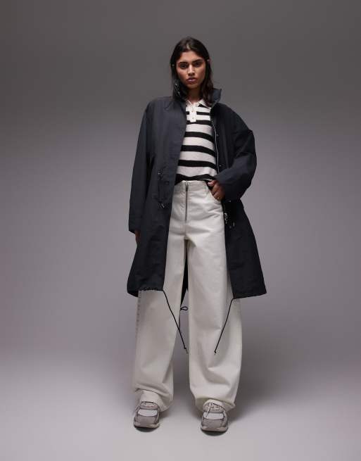 ARKET lightweight coated longline utility parka with foldaway hood in gray , 3 of 4
