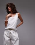 [Arket] ARKET lightweight crepe knitted top in white XS WHITE