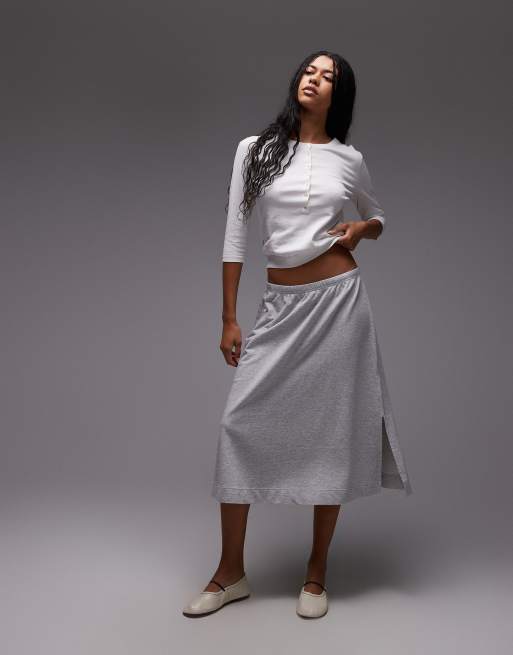 ARKET lightweight pleated midaxi skirt in gray