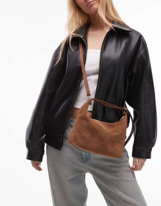 ARKET - Lille brun tote-taske med aftagelig crossbody-strop i ruskindslæder