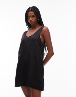 Arket Linen Beach Romper With Deep V-neck And Pocket Detail