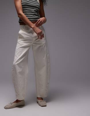 Arket ARKET linen blend barrel leg trousers with panels in cream-White