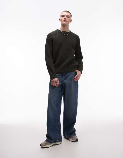 ARKET linen blend knitted sweater in dark green