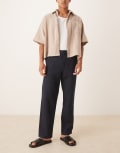 [Arket] ARKET linen blend pants in navy blue 44 BLUE