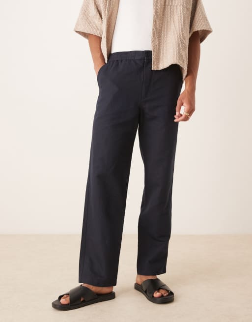 ARKET linen blend pants in navy blue, 2 of 5