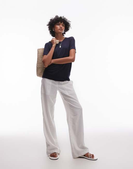ARKET linen blend relaxed T-shirt in dark blue, 2 of 4