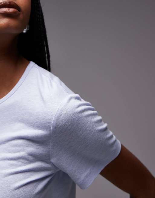 ARKET linen blend relaxed T-shirt in light blue, 3 of 4