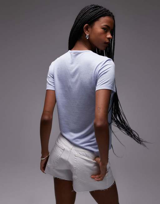 ARKET linen blend relaxed T-shirt in light blue, 4 of 4