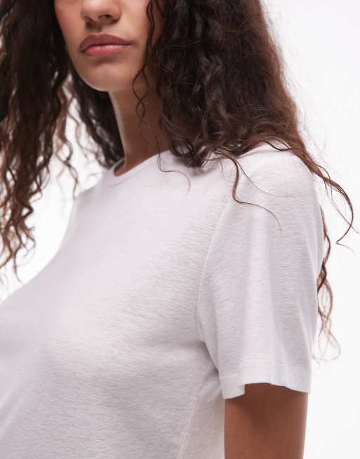ARKET linen blend relaxed t-shirt in white, 2 of 4