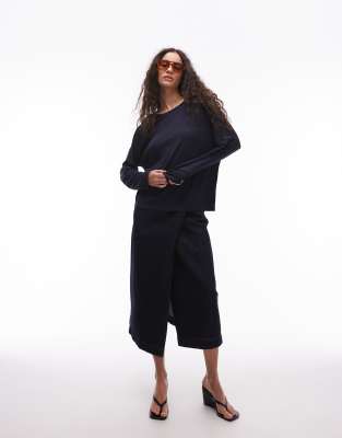 Arket Linen Blend Relaxed Top With Seamed Long Sleeves