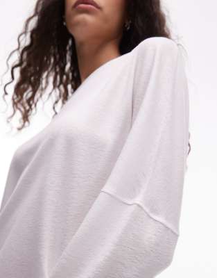 Arket Linen Blend Relaxed Top With Seamed Long Sleeves