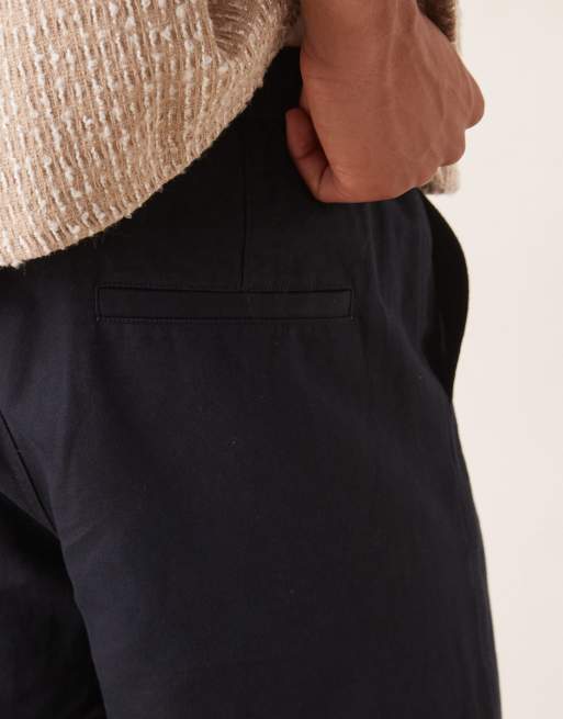 ARKET linen blend trousers in navy blue, 4 of 5