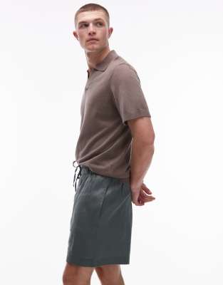 Shop Arket Linen Drawstring Shorts In Green