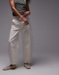 [Arket] ARKET linen look barrel leg pants with panels in cream-White 34 BEIGE