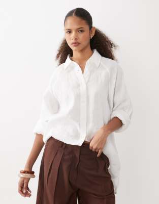 Arket Linen Look Oversized Shirt In Multi