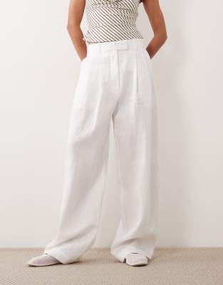 ARKET linen look tailored pants in white
