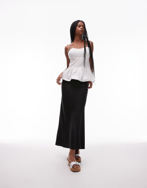 ARKET linen midaxi skirt in black