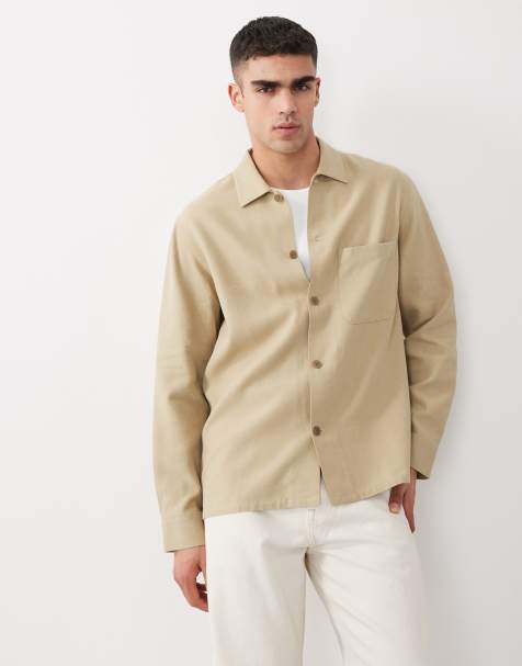 ARKET linen mix shirt in dark beige - view 1