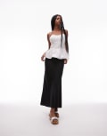 [Arket] ARKET linen-rich midaxi skirt in black 32 BLACK