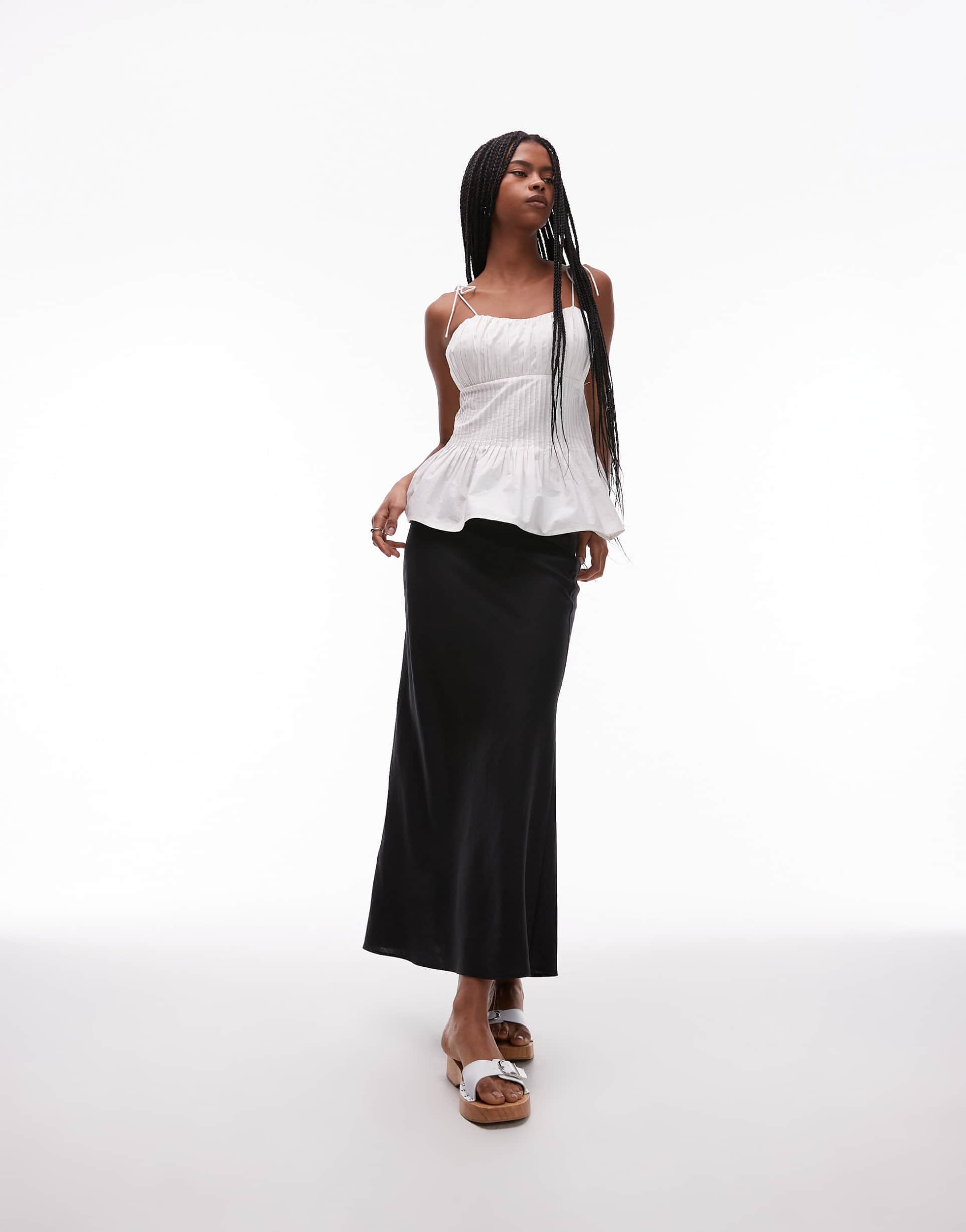 arket linen rich midaxi skirt in black