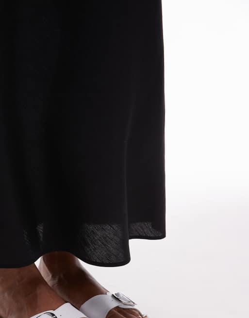 ARKET linen rich midaxi skirt in black, 5 of 5