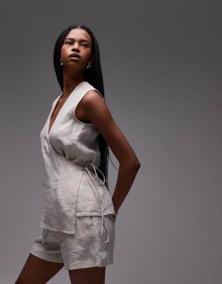 Arket Linen Sleeveless Shirt With Tie Wrap Front